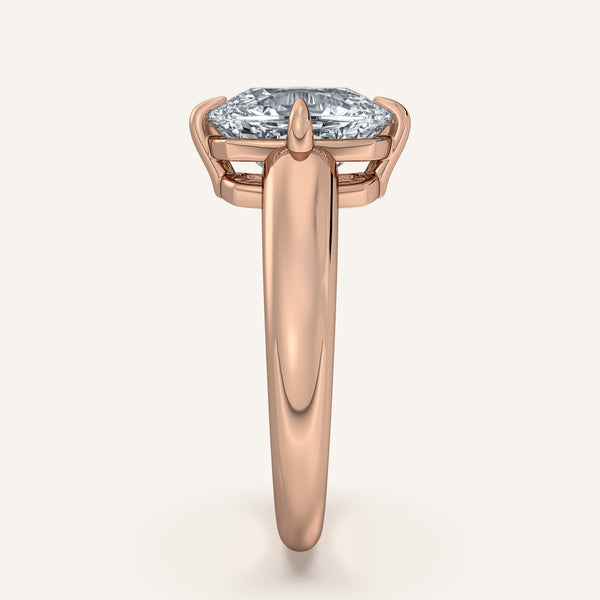 Cushion Cut Rounded Tapered Band Engagement Ring | 18k Rose Gold