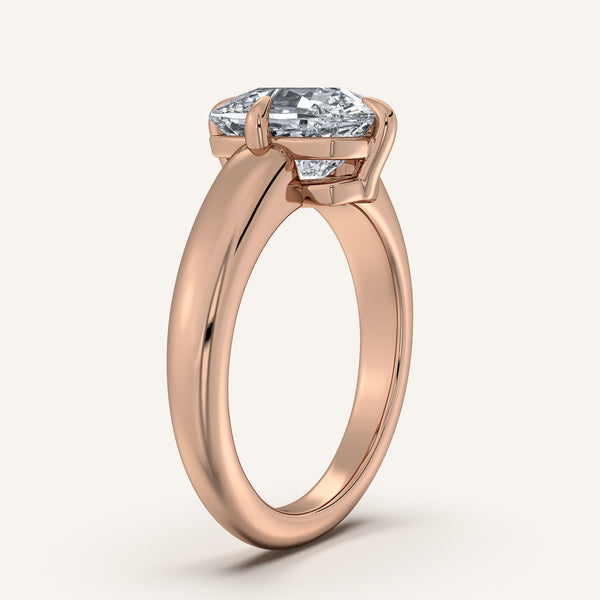 Cushion Cut Rounded Tapered Band Engagement Ring | 14k Rose Gold