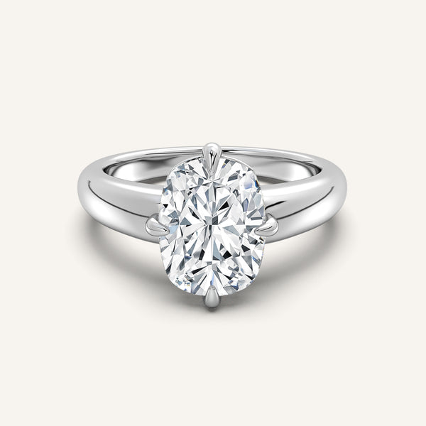 Cushion Cut Rounded Tapered Band Engagement Ring | 18k White Gold