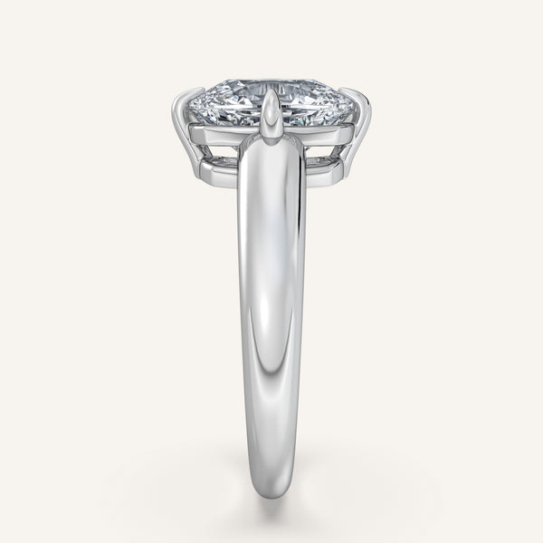 Cushion Cut Rounded Tapered Band Engagement Ring | Platinum