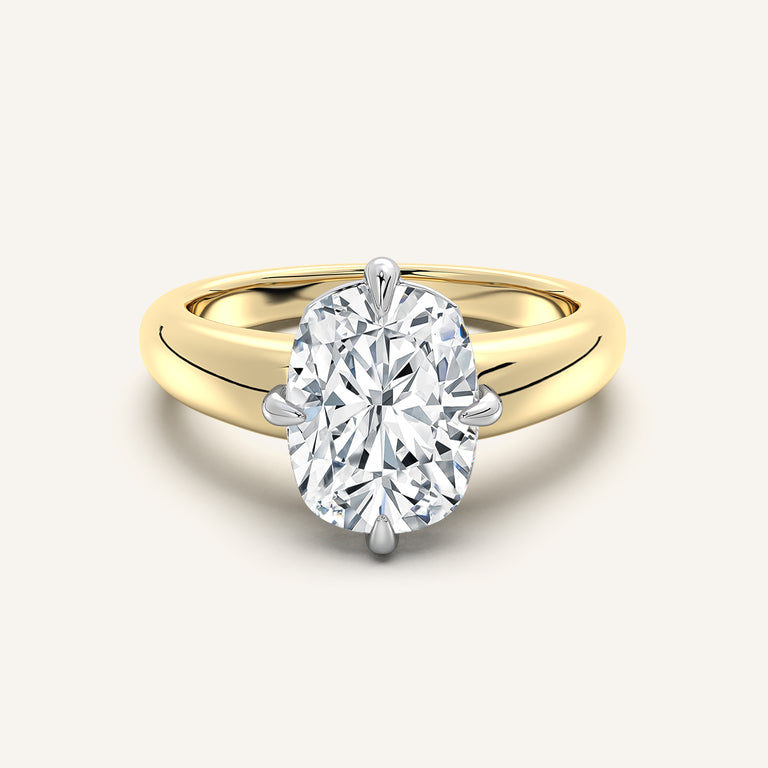 Image for Cushion Cut Rounded Tapered Band Engagement Ring | 18k Two Tone Gold