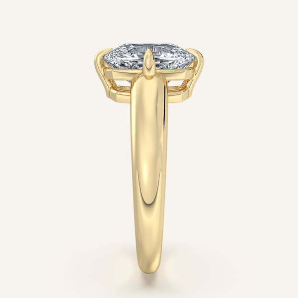 Cushion Cut Rounded Tapered Band Engagement Ring | 14k Yellow Gold