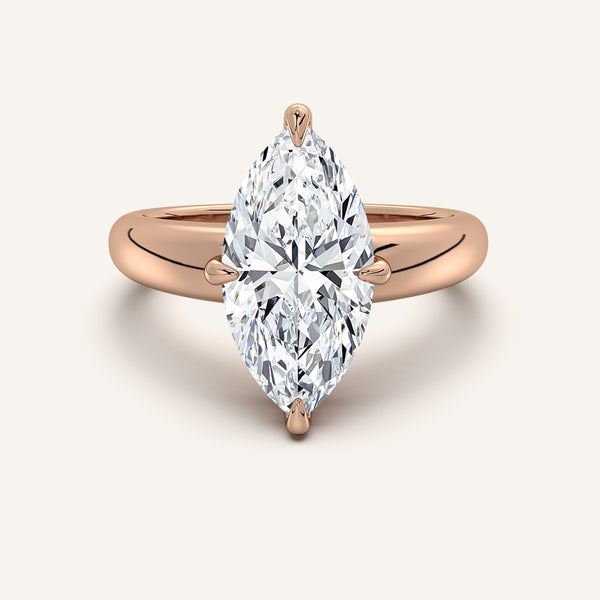 Marquise Rounded Tapered Band Engagement Ring | 18k Rose Gold