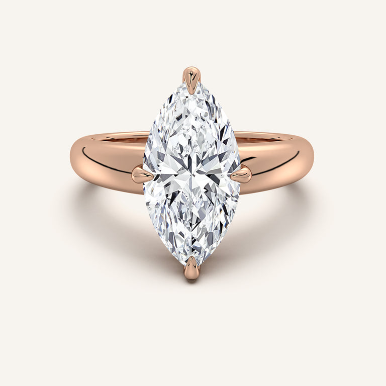 Image for Marquise Rounded Tapered Band Engagement Ring | 18k Rose Gold