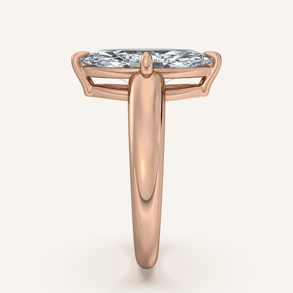 Marquise Rounded Tapered Band Engagement Ring | 18k Rose Gold