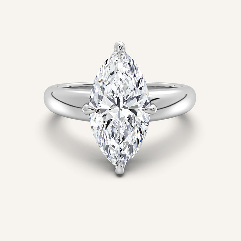Image for Marquise Rounded Tapered Band Engagement Ring | 18k White Gold