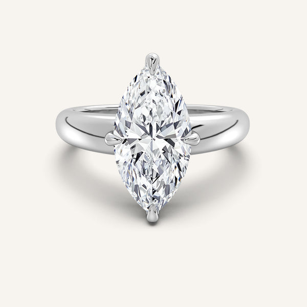 Marquise Rounded Tapered Band Engagement Ring | Platinum