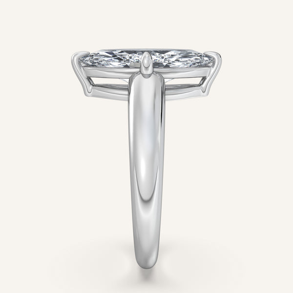 Marquise Rounded Tapered Band Engagement Ring | Platinum