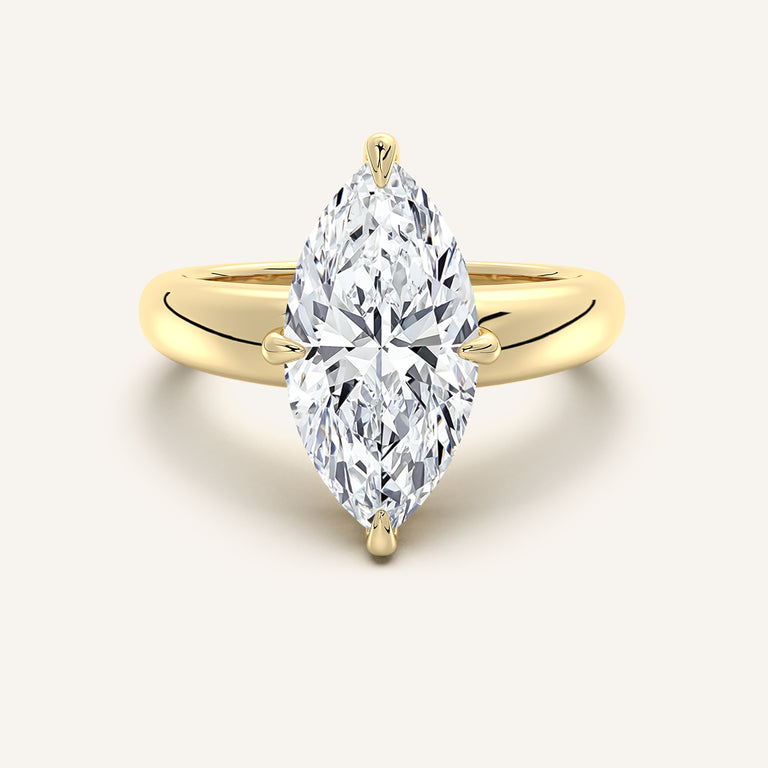 Image for Marquise Rounded Tapered Band Engagement Ring | 18k Yellow Gold