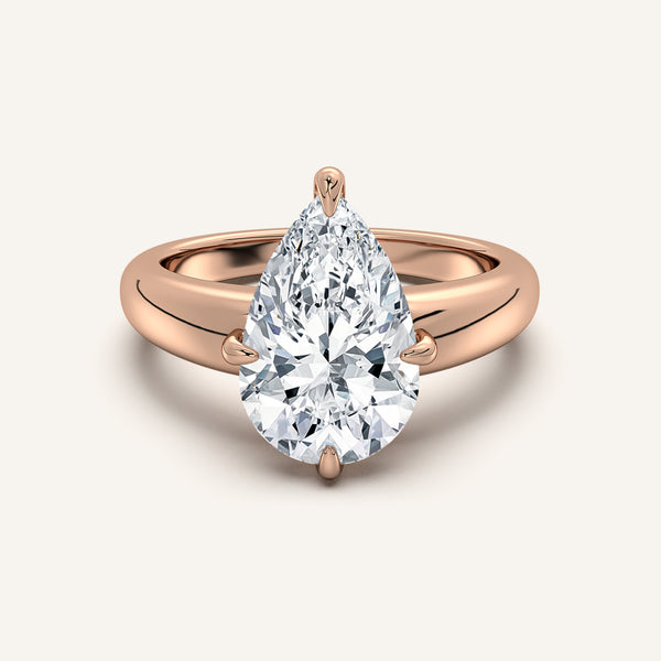 Pear Shape Rounded Tapered Band Engagement Ring | 14k Rose Gold