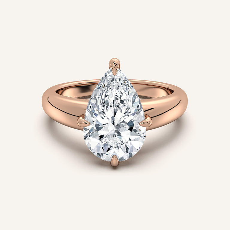Image for Pear Shape Rounded Tapered Band Engagement Ring | 14k Rose Gold