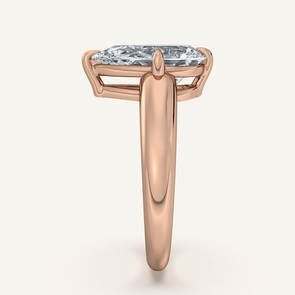 Pear Shape Rounded Tapered Band Engagement Ring | 14k Rose Gold