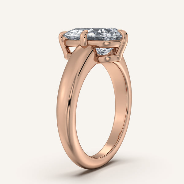 Pear Shape Rounded Tapered Band Engagement Ring | 14k Rose Gold