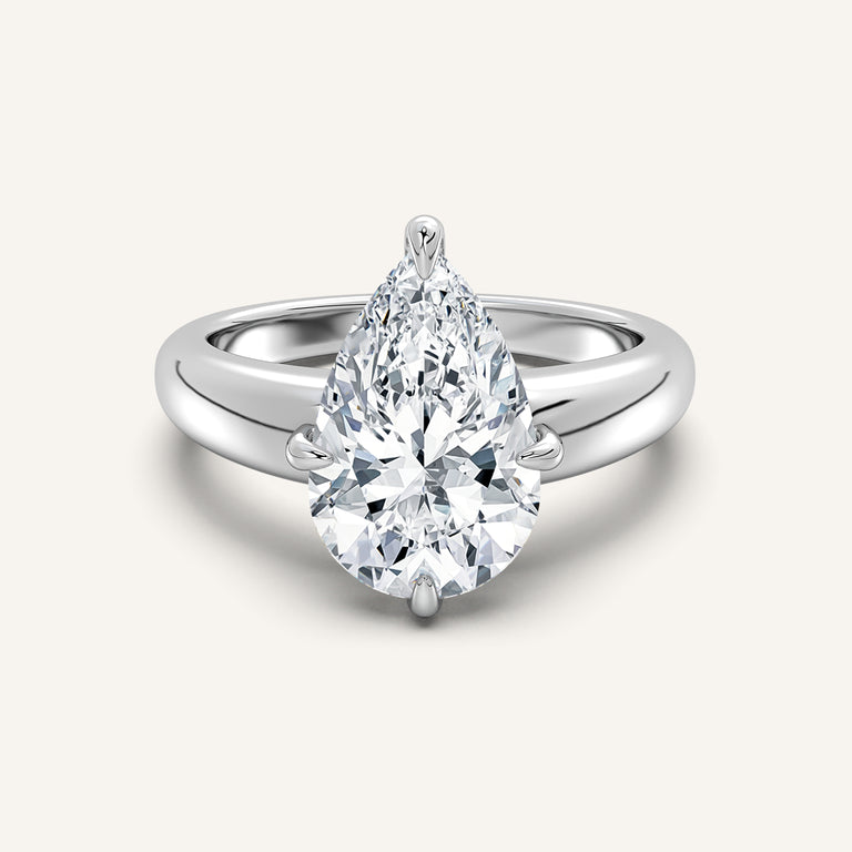 Image for Pear Shape Rounded Tapered Band Engagement Ring | 18k White Gold