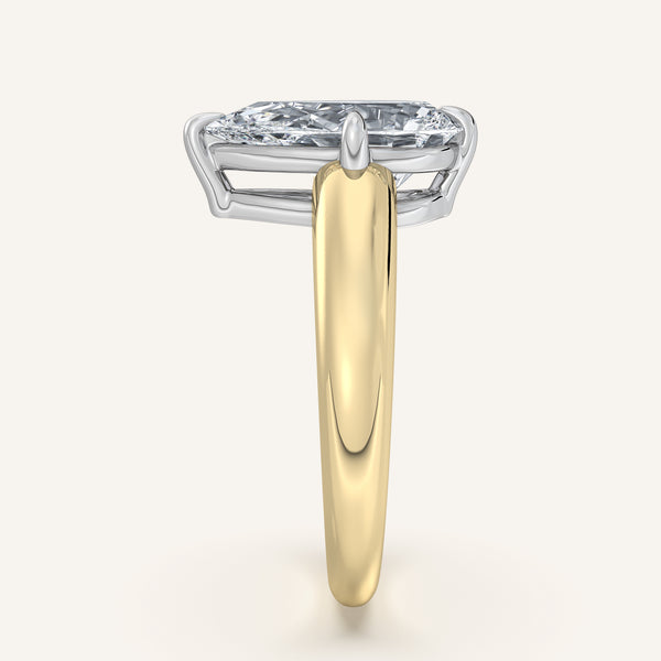 Pear Shape Rounded Tapered Band Engagement Ring | 18k Two Tone Gold