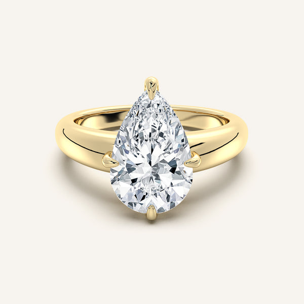 Pear Shape Rounded Tapered Band Engagement Ring | 18k Yellow Gold