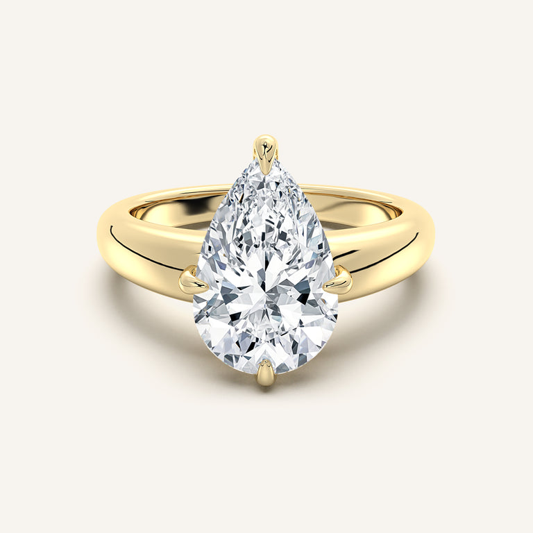 Image for Pear Shape Rounded Tapered Band Engagement Ring | 18k Yellow Gold