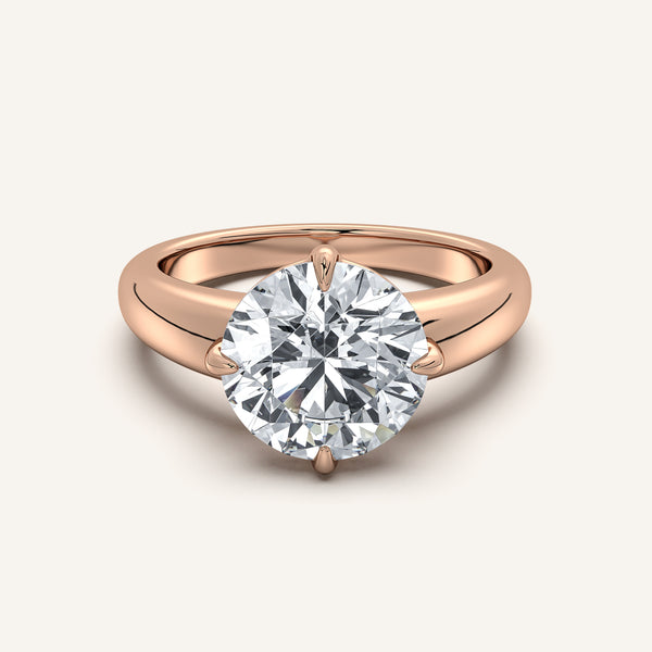 Rounded Tapered Band Engagement Ring | 14k Rose Gold