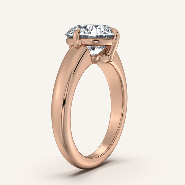 Rounded Tapered Band Engagement Ring | 18k Rose Gold