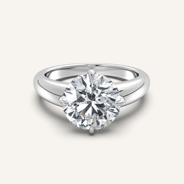 Rounded Tapered Band Engagement Ring | 18k White Gold