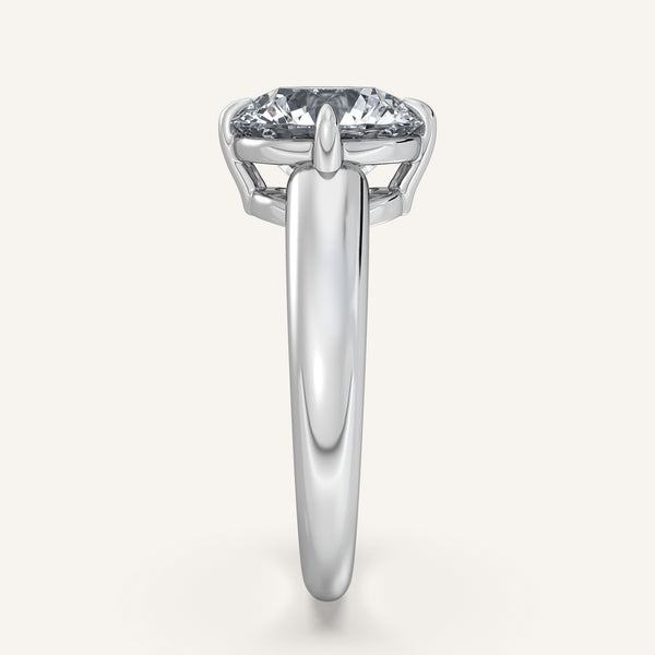 Rounded Tapered Band Engagement Ring | 18k White Gold