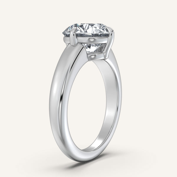 Rounded Tapered Band Engagement Ring | 18k White Gold