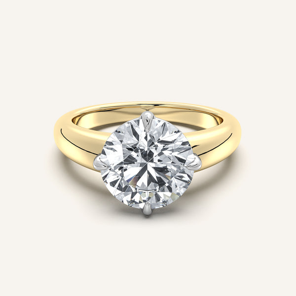 Rounded Tapered Band Engagement Ring | 14k Two Tone Gold