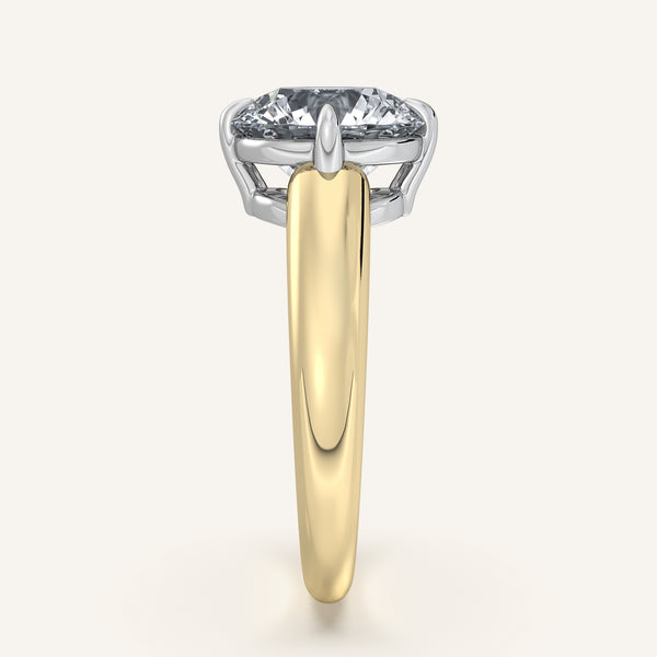 Rounded Tapered Band Engagement Ring | 14k Two Tone Gold