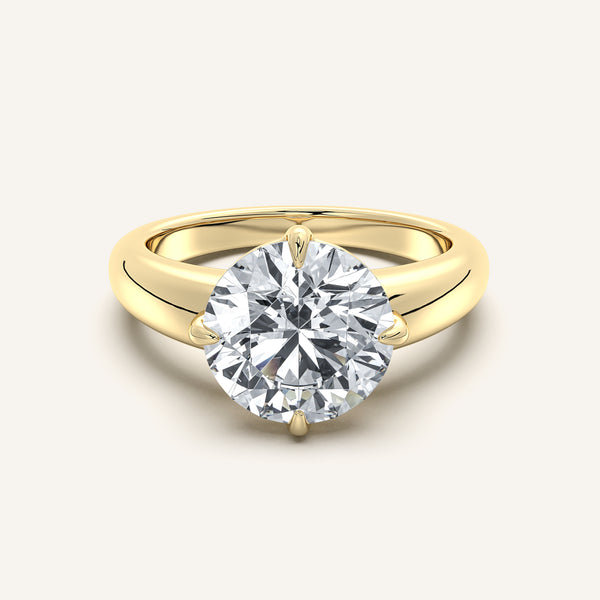 Rounded Tapered Band Engagement Ring | 18k Yellow Gold