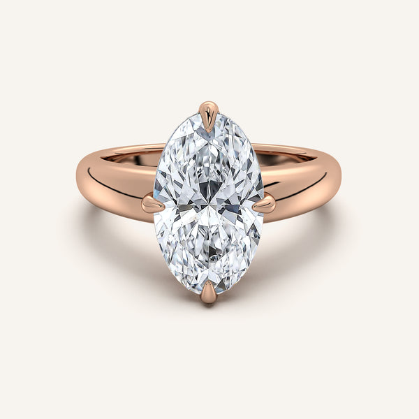 Moval Rounded Tapered Band Engagement Ring | 14k Rose Gold