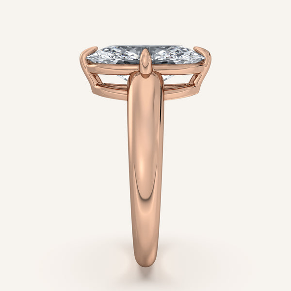 Moval Rounded Tapered Band Engagement Ring | 14k Rose Gold