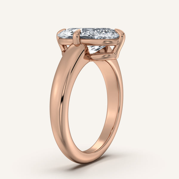 Moval Rounded Tapered Band Engagement Ring | 14k Rose Gold