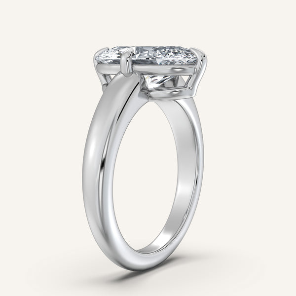 Moval Rounded Tapered Band Engagement Ring | 18k White Gold