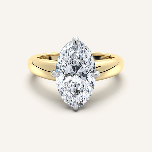 Moval Rounded Tapered Band Engagement Ring | 14k Two Tone Gold