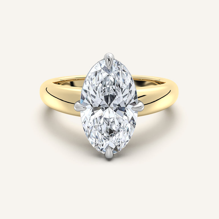 Image for Moval Rounded Tapered Band Engagement Ring | 14k Two Tone Gold
