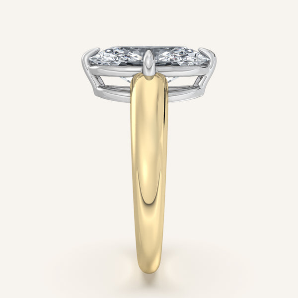 Moval Rounded Tapered Band Engagement Ring | 14k Two Tone Gold