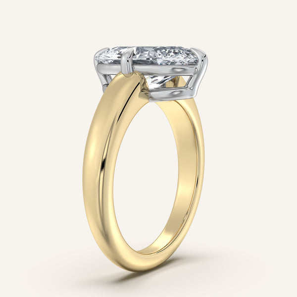 Moval Rounded Tapered Band Engagement Ring | 14k Two Tone Gold