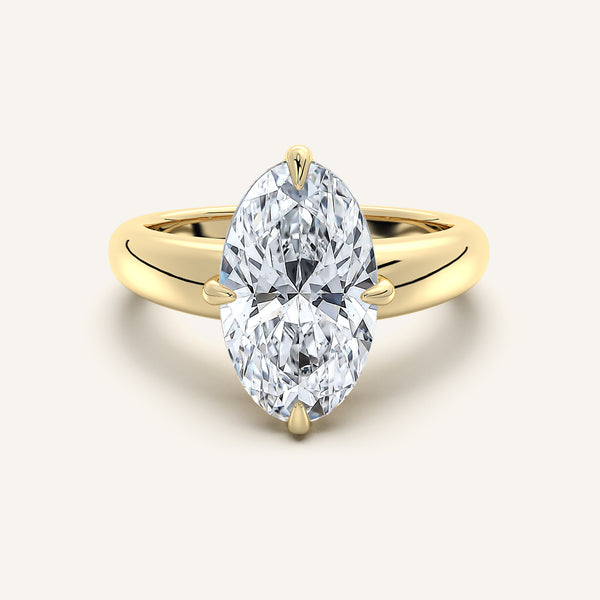 Moval Rounded Tapered Band Engagement Ring | 18k Yellow Gold