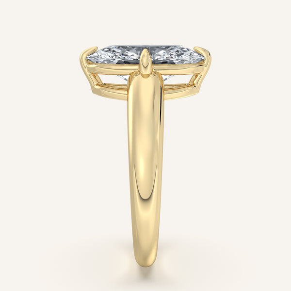 Moval Rounded Tapered Band Engagement Ring | 14k Yellow Gold