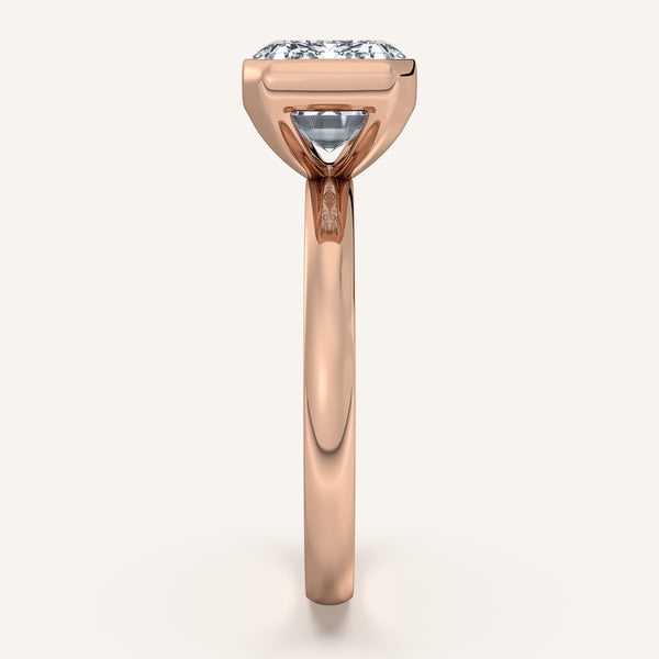 Emerald Cut East West Half Bezel Ring | 14k Rose Gold