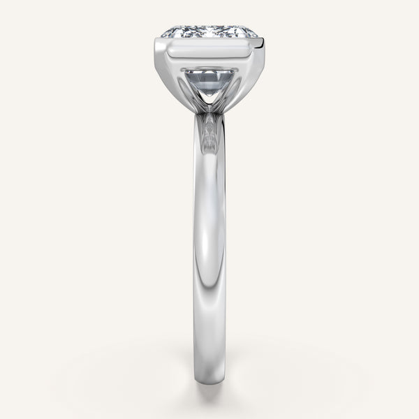 Emerald Cut East West Half Bezel Ring | Platinum
