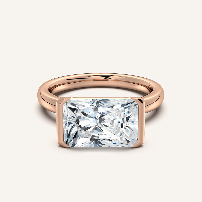 Image for Radiant Cut East West Half Bezel Ring | 14k Rose Gold