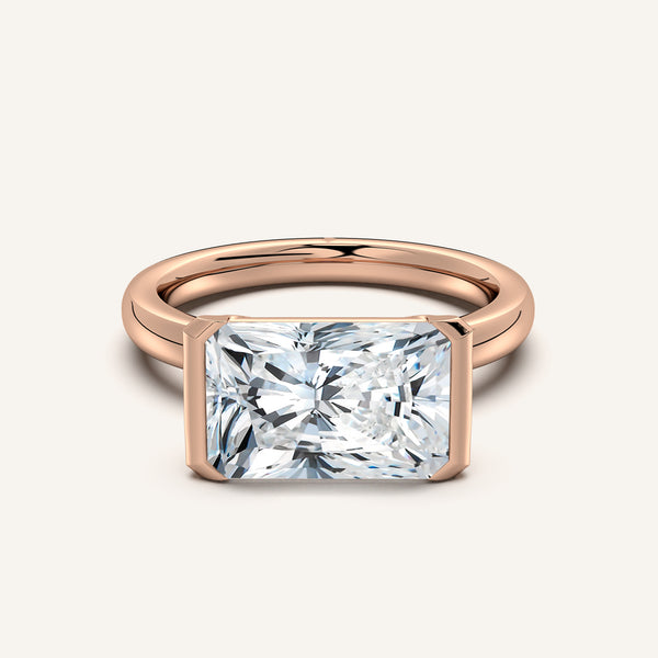 Radiant Cut East West Half Bezel Ring | 18k Rose Gold