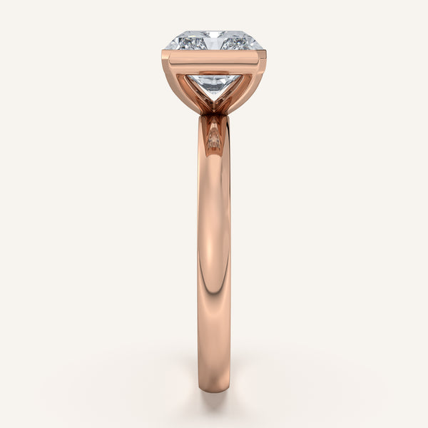 Radiant Cut East West Half Bezel Ring | 18k Rose Gold