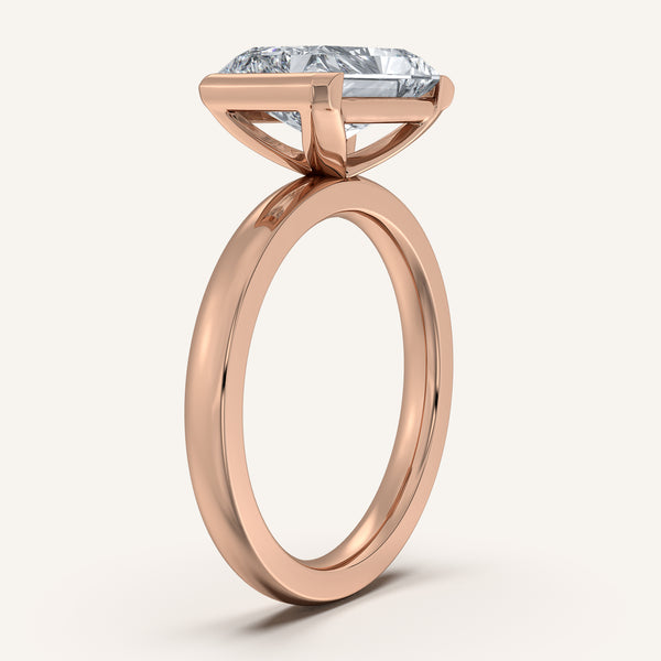 Radiant Cut East West Half Bezel Ring | 14k Rose Gold