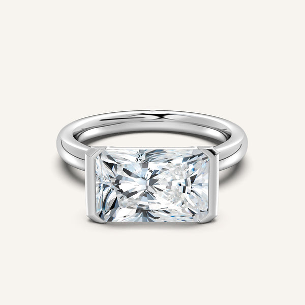 Radiant Cut East West Half Bezel Ring | 18k White Gold