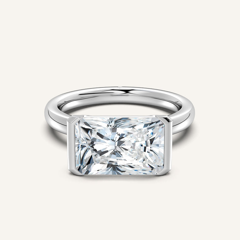 Image for Radiant Cut East West Half Bezel Ring | 14k White Gold