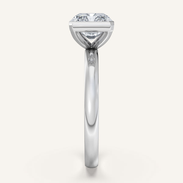 Radiant Cut East West Half Bezel Ring | 18k White Gold