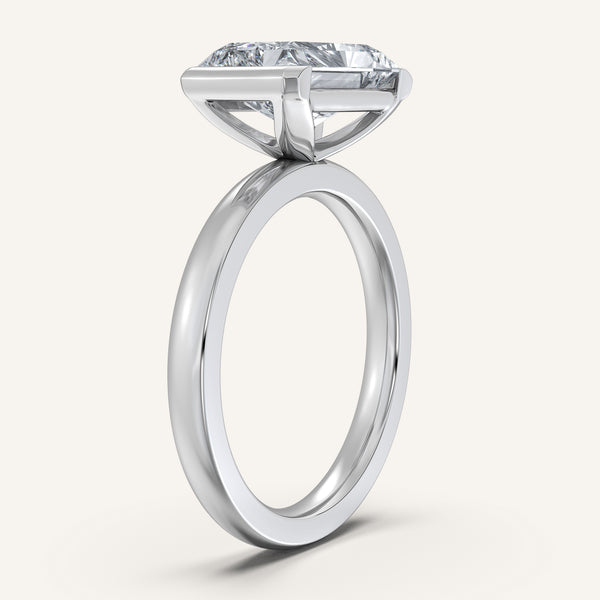 Radiant Cut East West Half Bezel Ring | 18k White Gold