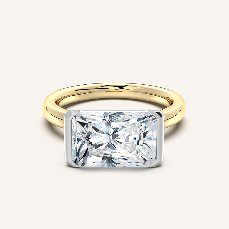 Image for Radiant Cut East West Half Bezel Ring | 14k Two Tone Gold
